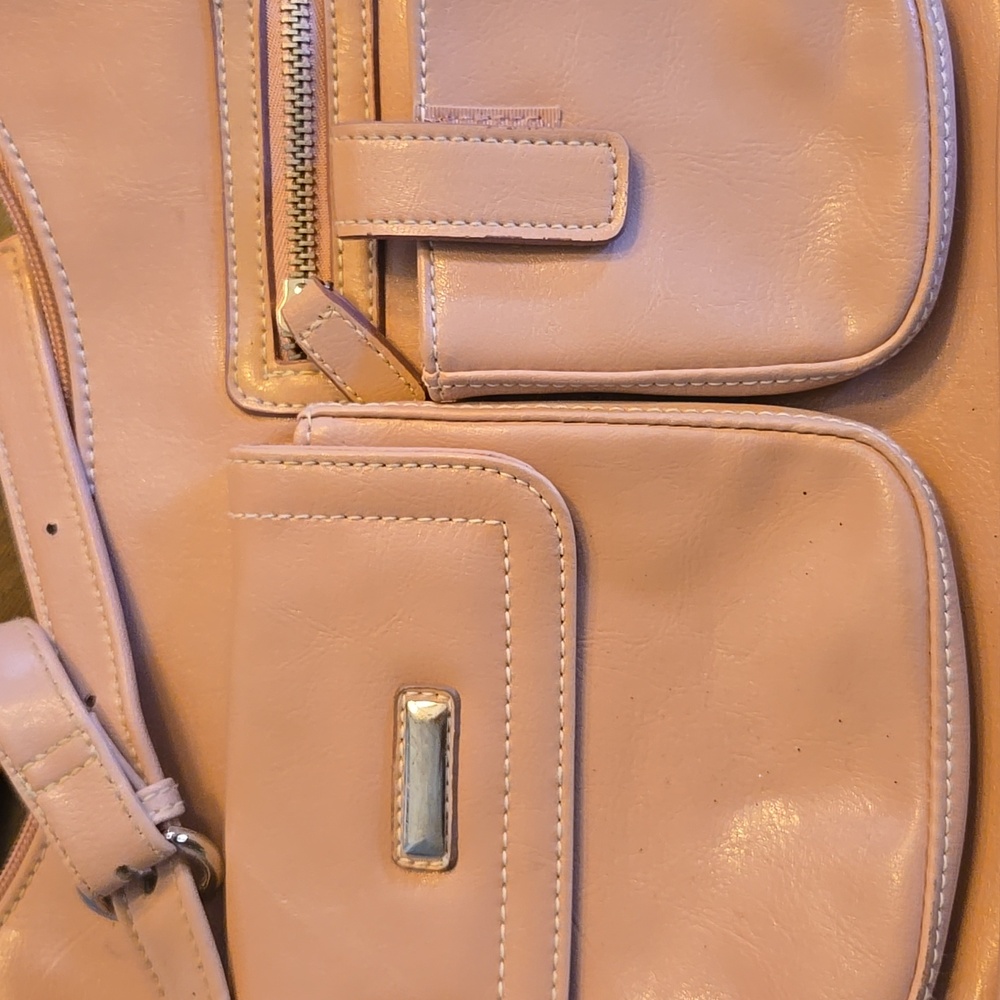 Chic Blush Shoulder Bag With Matching Wallet